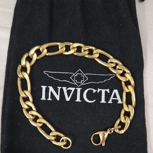 Invicta Men’s Gold Curb Link Bracelet 8.75"